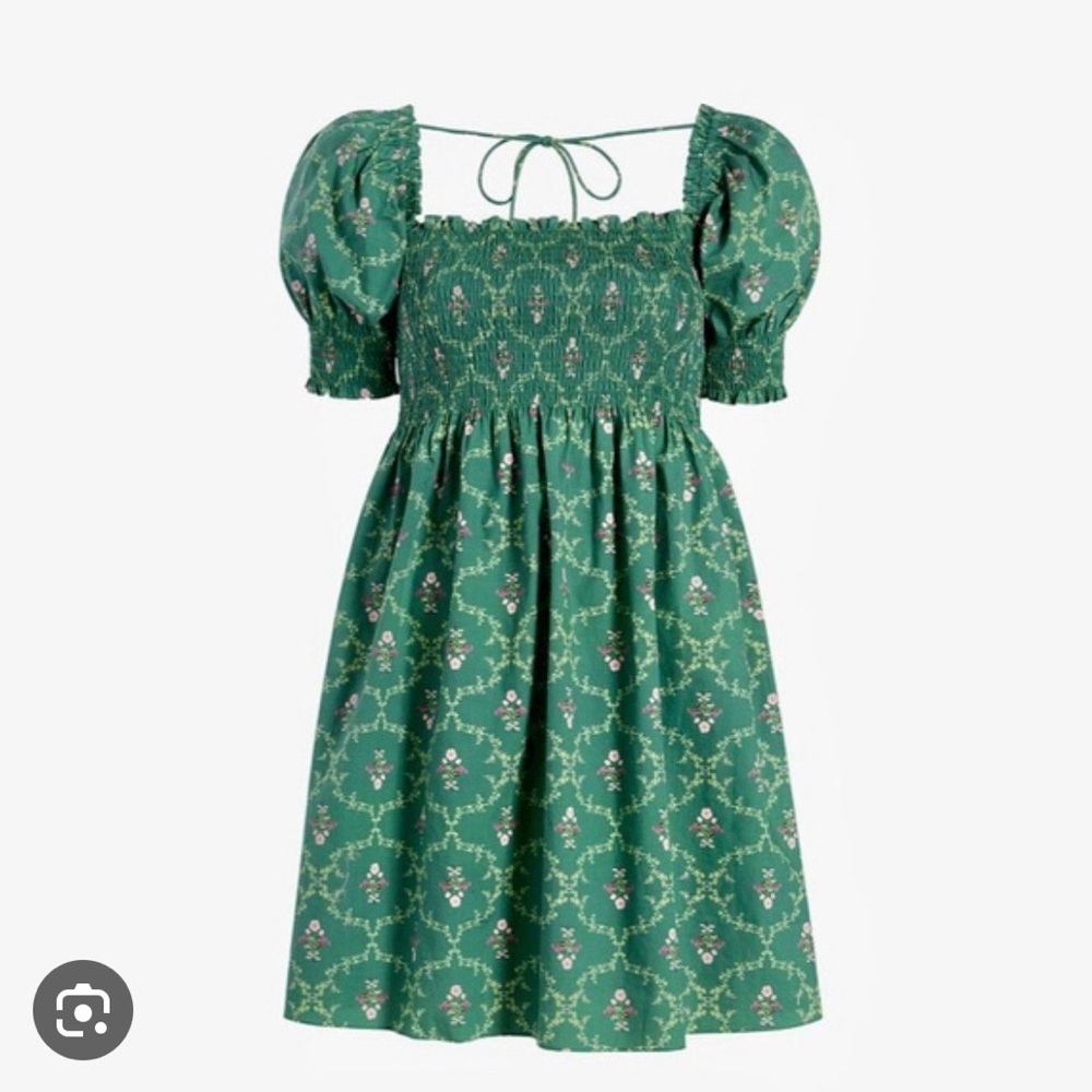 Hill House Athena Nap dress Xxs Green Trellis